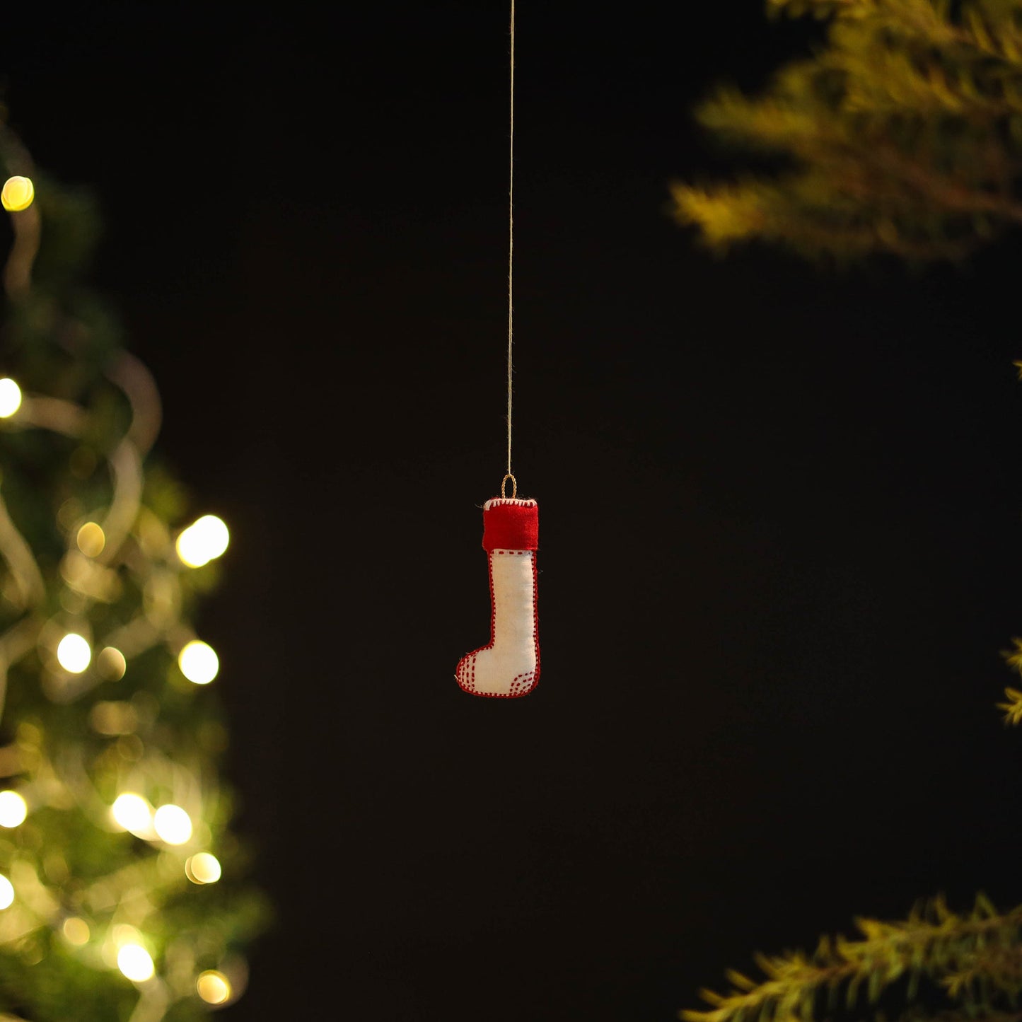 Shop Sock - Handmade Threadwork Stuffed Christmas Ornament
