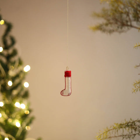 Shop Sock - Handmade Threadwork Stuffed Christmas Ornament