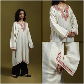 Sozni hand embroidered kashmiri merino wool pheran 01