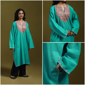 Sozni hand embroidered kashmiri merino wool pheran 03