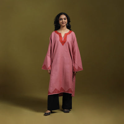 Sozni hand embroidered kashmiri merino wool pheran 05