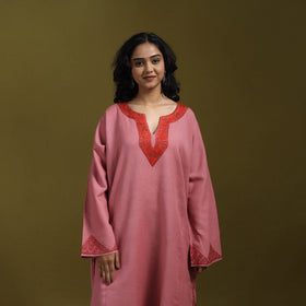 Sozni hand embroidered kashmiri merino wool pheran 05