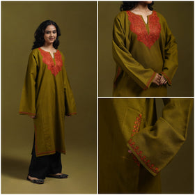 Sozni hand embroidered kashmiri merino wool pheran 07