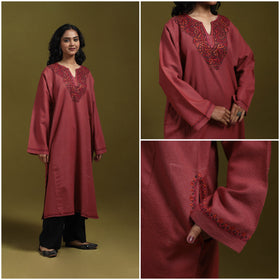 Sozni hand embroidered kashmiri merino wool pheran 08