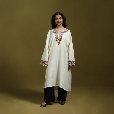 Sozni hand embroidered kashmiri merino wool pheran 09