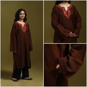 Sozni hand embroidered kashmiri merino wool pheran 14