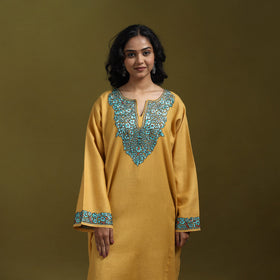 Sozni hand embroidered kashmiri merino wool pheran 16