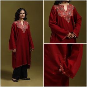 Sozni hand embroidered kashmiri merino wool pheran 19