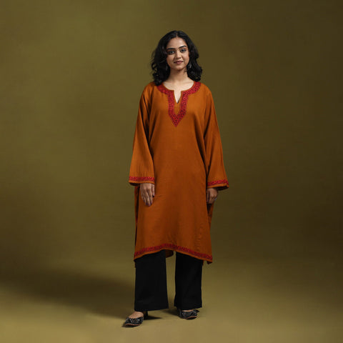 Sozni hand embroidered kashmiri merino wool pheran 20