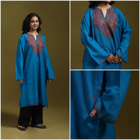 Sozni hand embroidered kashmiri merino wool pheran 22