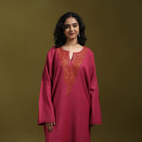 Sozni hand embroidered kashmiri merino wool pheran 24