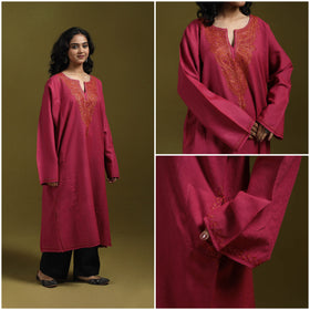 Sozni hand embroidered kashmiri merino wool pheran 24