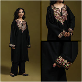 Sozni hand embroidered kashmiri merino wool pheran 26