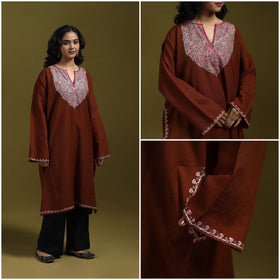 Sozni hand embroidered kashmiri merino wool pheran 30