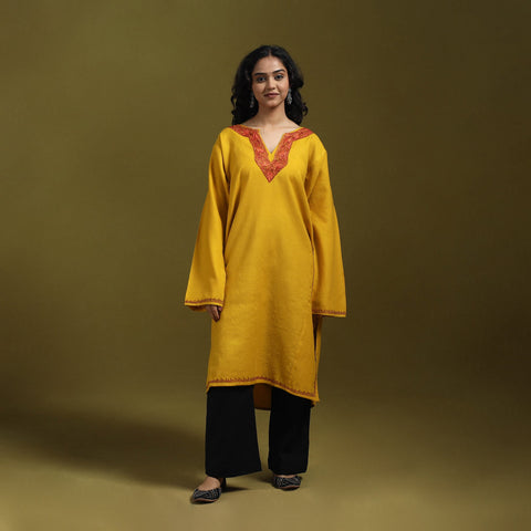 Sozni hand embroidered kashmiri merino wool pheran 31