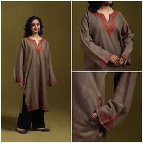Sozni hand embroidered kashmiri merino wool pheran 34