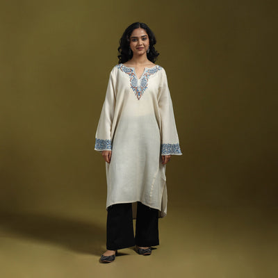 Sozni hand embroidered kashmiri merino wool pheran 35