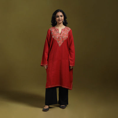 Sozni hand embroidered kashmiri merino wool pheran 42