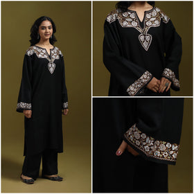 Sozni hand embroidered kashmiri merino wool pheran 43