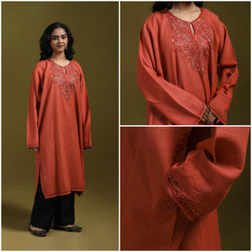 Sozni hand embroidered kashmiri merino wool pheran 45