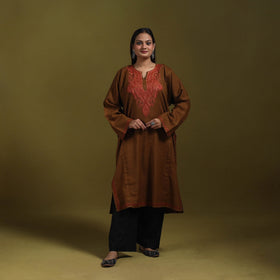 Sozni hand embroidered kashmiri merino wool pheran 53