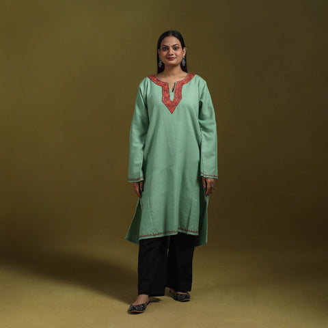 Sozni hand embroidered kashmiri merino wool pheran 58