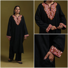Sozni hand embroidered kashmiri merino wool pheran 60