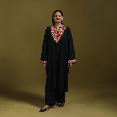Sozni hand embroidered kashmiri merino wool pheran 60