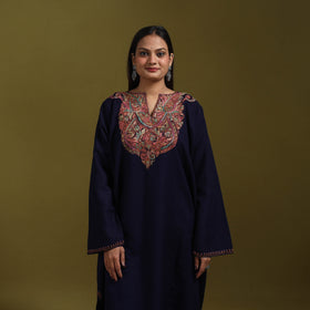 Sozni hand embroidered kashmiri merino wool pheran 61