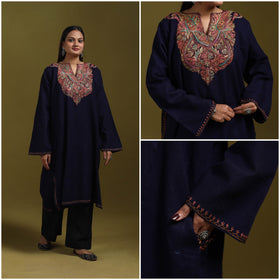 Sozni hand embroidered kashmiri merino wool pheran 61