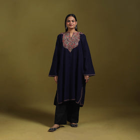 Sozni hand embroidered kashmiri merino wool pheran 61