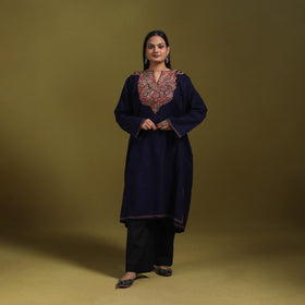 Sozni hand embroidered kashmiri merino wool pheran 61