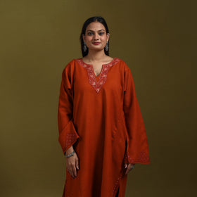 Sozni hand embroidered kashmiri merino wool pheran 62