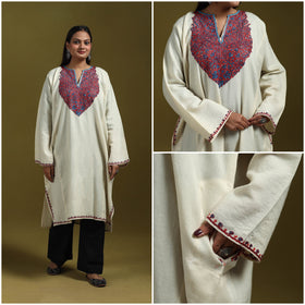Sozni hand embroidered kashmiri merino wool pheran 63