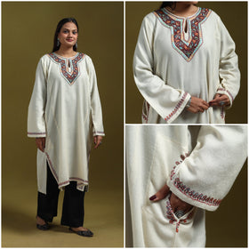 Sozni hand embroidered kashmiri merino wool pheran 65