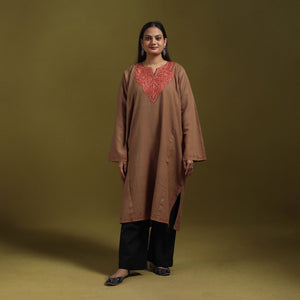 Sozni hand embroidered kashmiri merino wool pheran 66