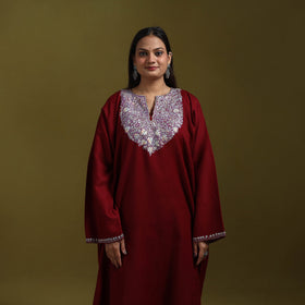 Sozni hand embroidered kashmiri merino wool pheran 67