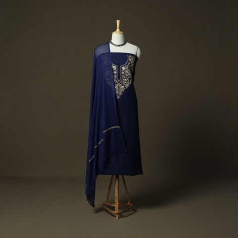 Sozni hand embroidery cotton 3pc unstitched dress material