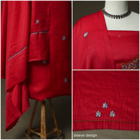 Sozni hand embroidery silk 3pc unstitched dress material 08