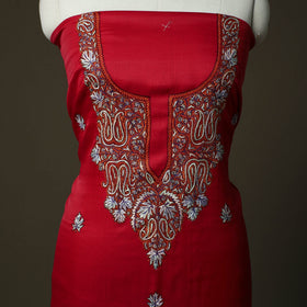 Sozni hand embroidery silk 3pc unstitched dress material 08