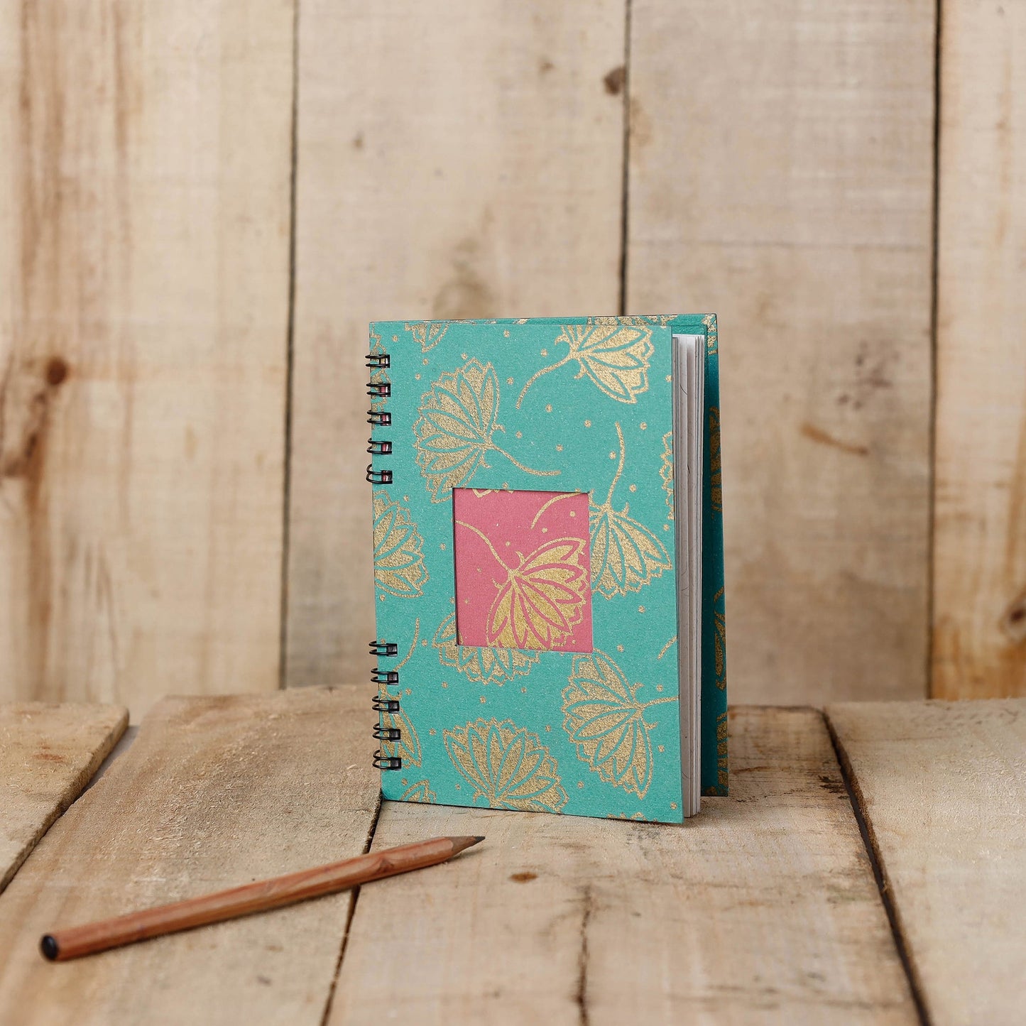 Spiral window notebook (5.5 x 4 in) - handcrafted