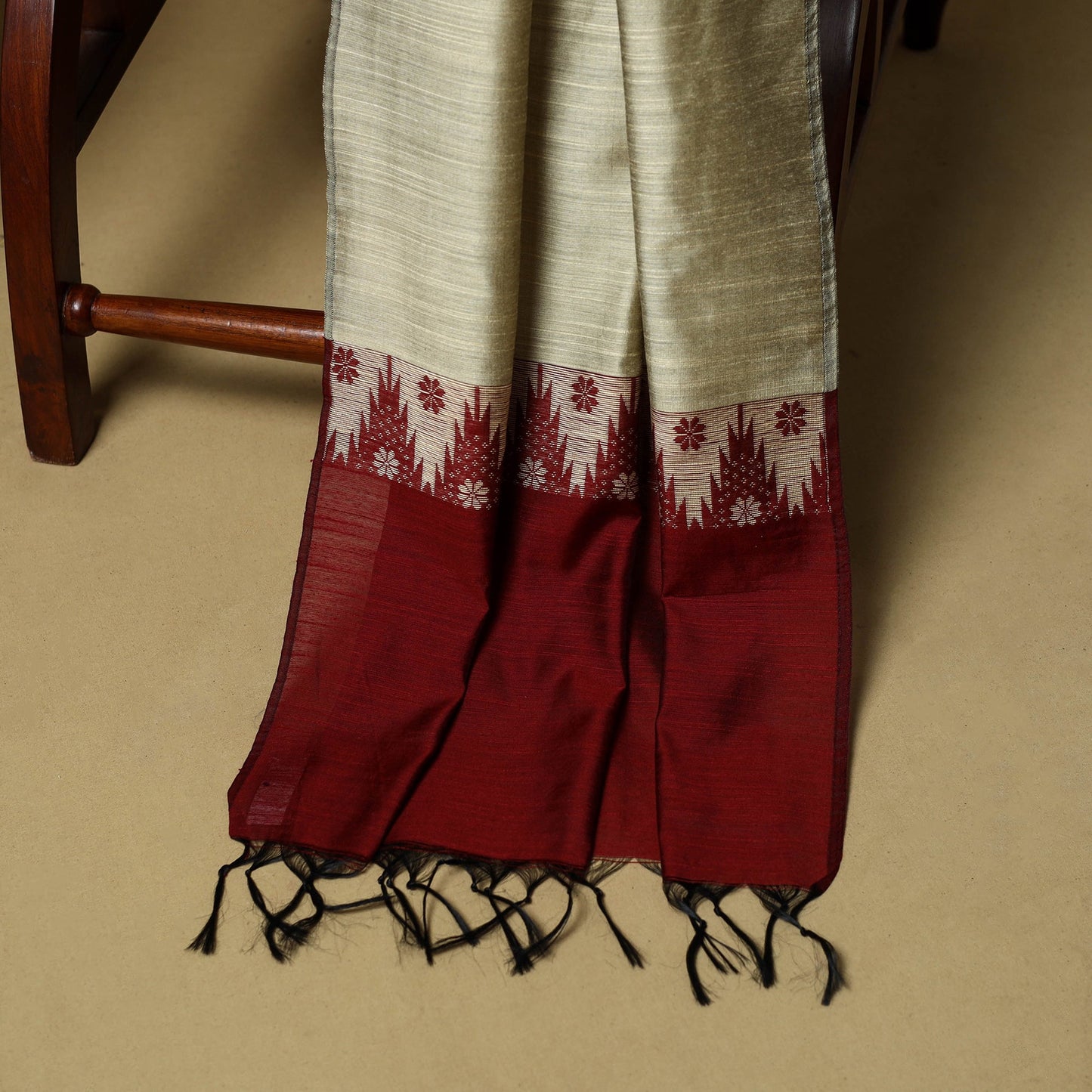 Spun dupion silk thread buti 3pc unstitched dress material