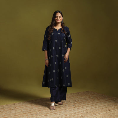 Spun dupion viscose silk thread buti 2pc kurta set