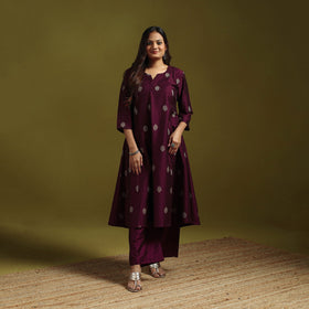 Spun dupion viscose silk thread buti 2pc kurta set