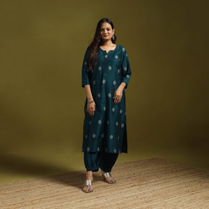 Spun dupion viscose silk thread buti 2pc kurta set