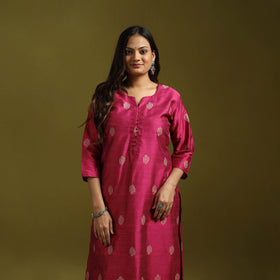 Spun dupion viscose silk thread buti 2pc kurta set