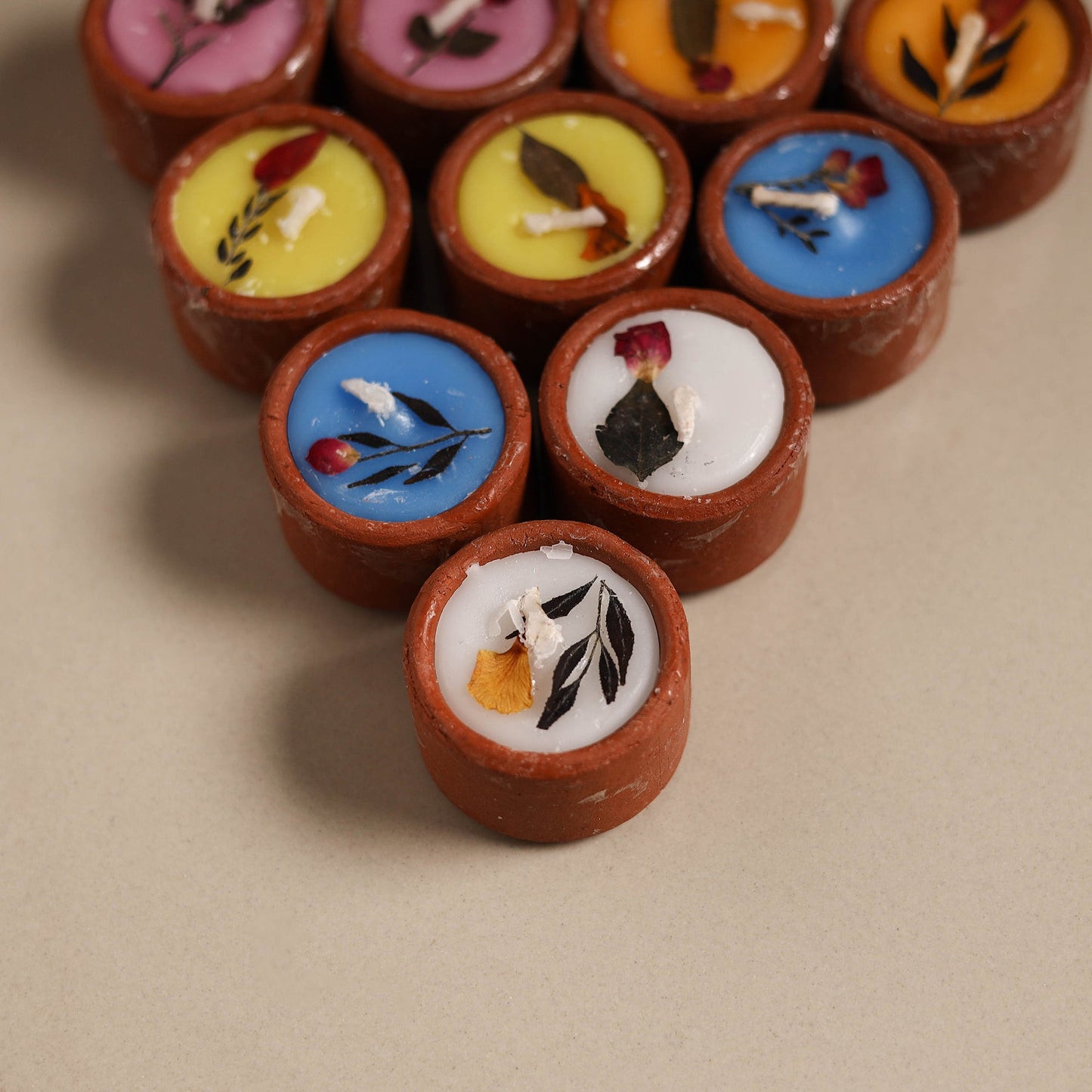 Sri aurobindo ashram ball clay diya with wax (set of 10) 13