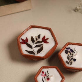 Sri aurobindo ashram clay diya with wax (set of 3) 03