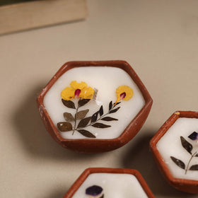 Sri aurobindo ashram clay diya with wax (set of 3) 04