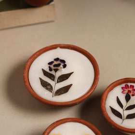 Sri aurobindo ashram clay diya with wax (set of 3) 05